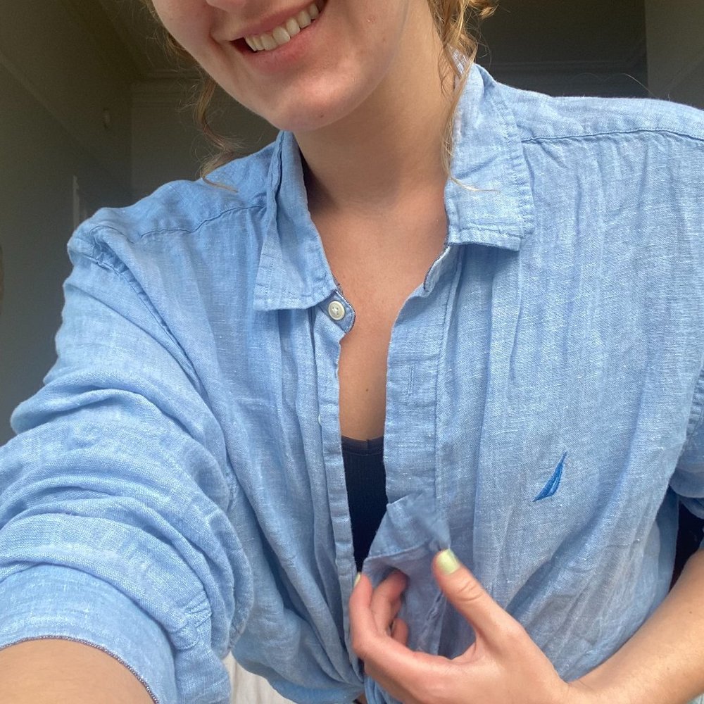 Light & Breezy Light Blue Nautica Beach Button Up Size XL